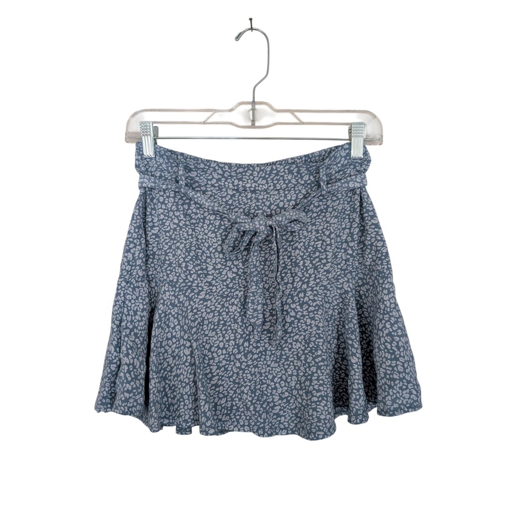 Made in Italy Blue Leopard Print Ruffle Skort with Tie Waist A30756BW